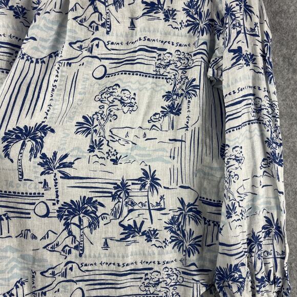 Calypso St Barth 100% Linen Top Womens XL Printed Button Up Tropical Coastal - Picture 13 of 14